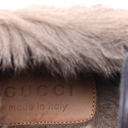 Gucci Calfskin Fur Mens Jordaan Loafers 7.5 Dark Brown Natural 7 of 14