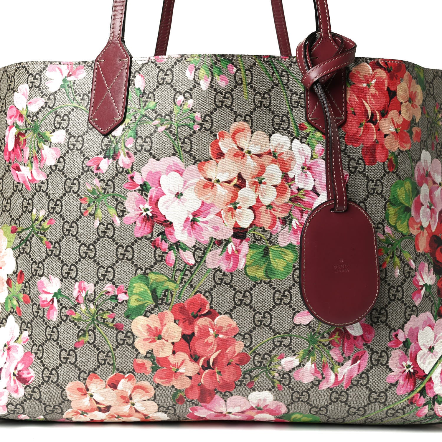 Gucci GG Supreme Monogram Blooms Medium Reversible Tote Beige Multicolor Dry Rose 8 of 11
