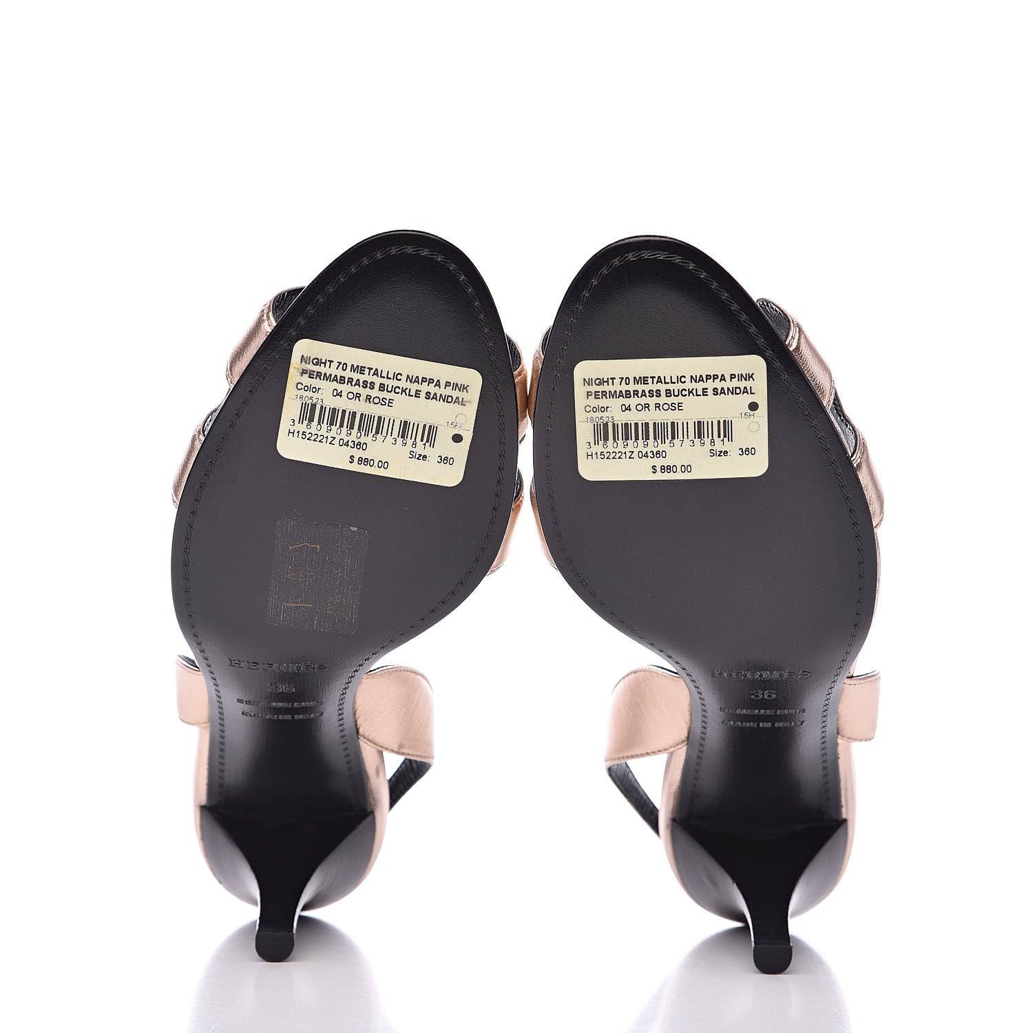 Hermes Metallic Nappa Night 70 Slingback Sandals 36 Or Rose 5 of 9
