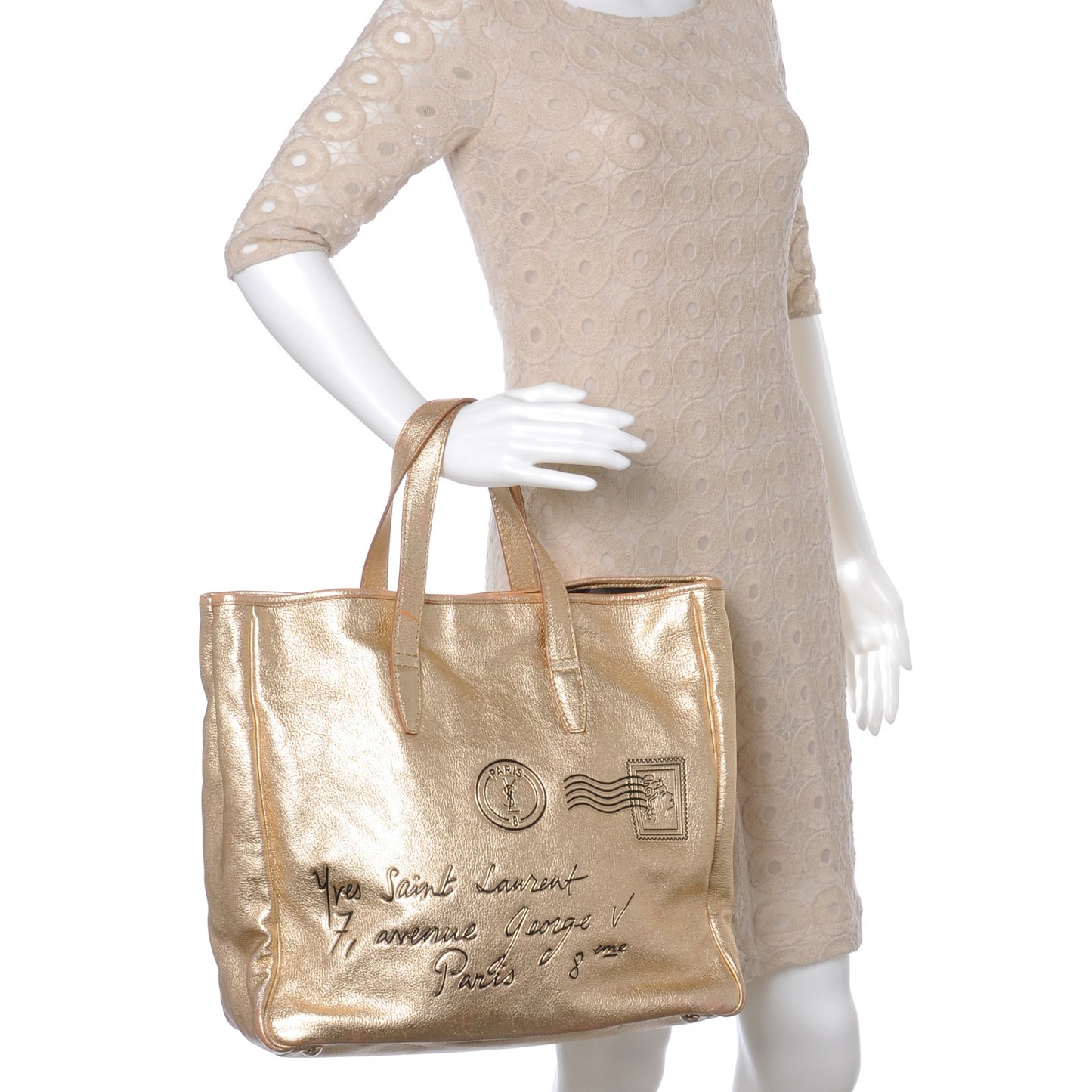 Chevre Y-Mail Tote Metallic Gold