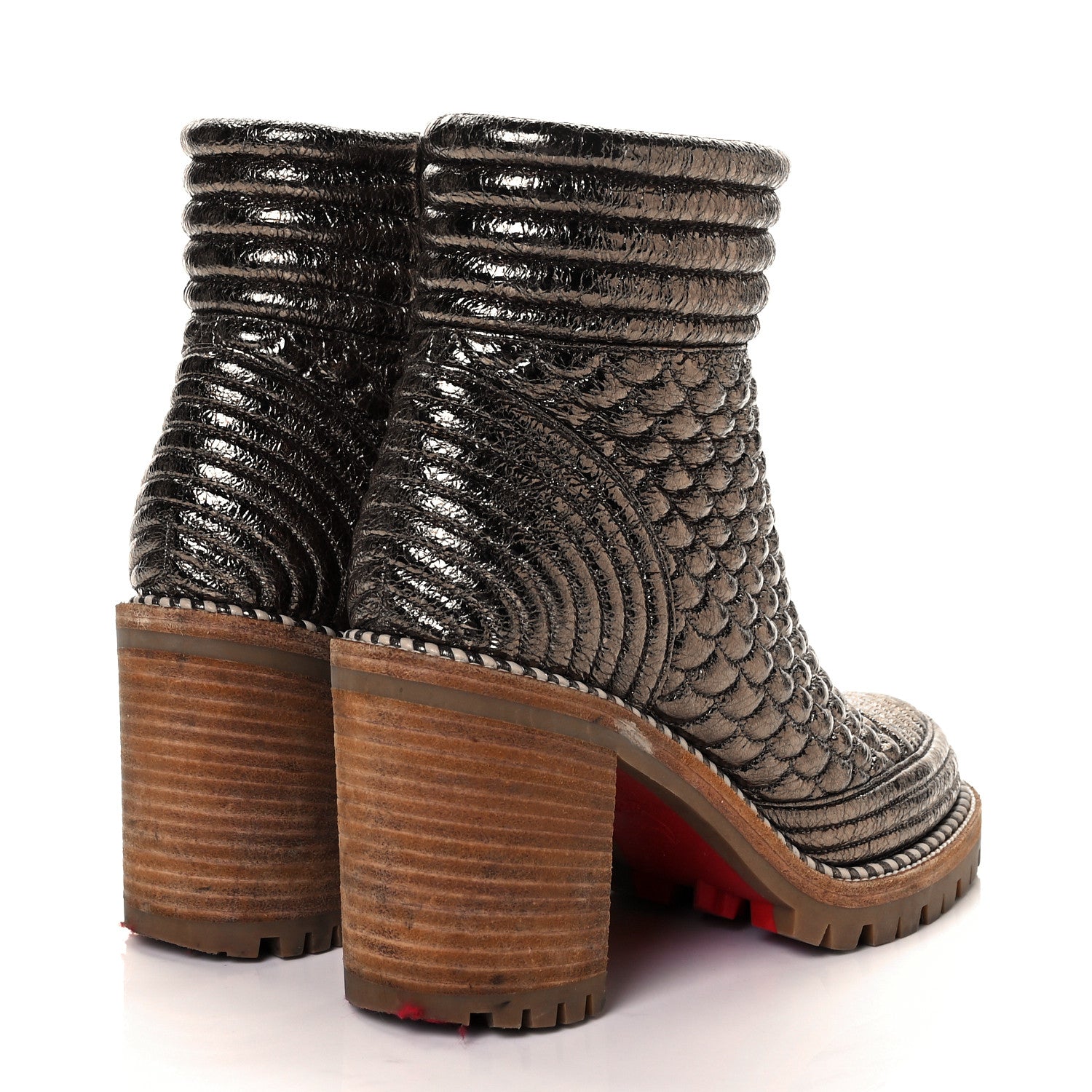 Christian Louboutin Metallic Crinkled Calfskin Red Sole Boot 36 Bronze 4 of 7