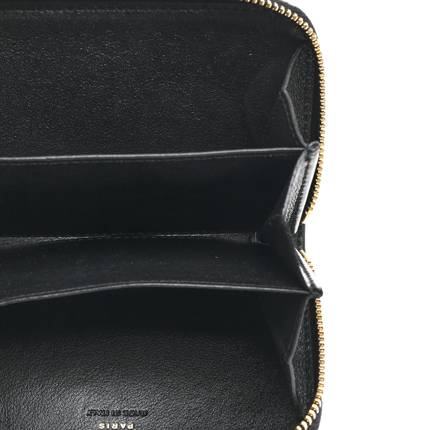 Lambskin Matelasse Chevron Monogram Cassandre Compact Zip Around Card Wallet Black