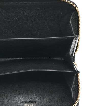 Saint Laurent Lambskin Matelasse Chevron Monogram Cassandre Compact Zip Around Card Wallet Black 5 of 8