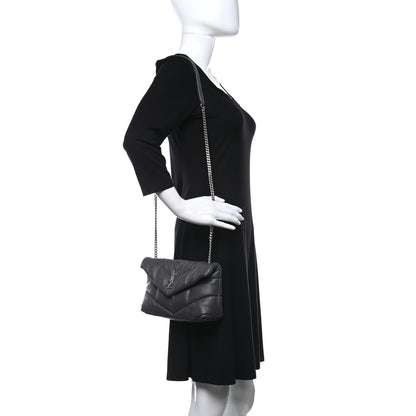 Saint Laurent Lambskin Quilted Toy Loulou Puffer Monogram Chain Satchel Storm 2 of 11