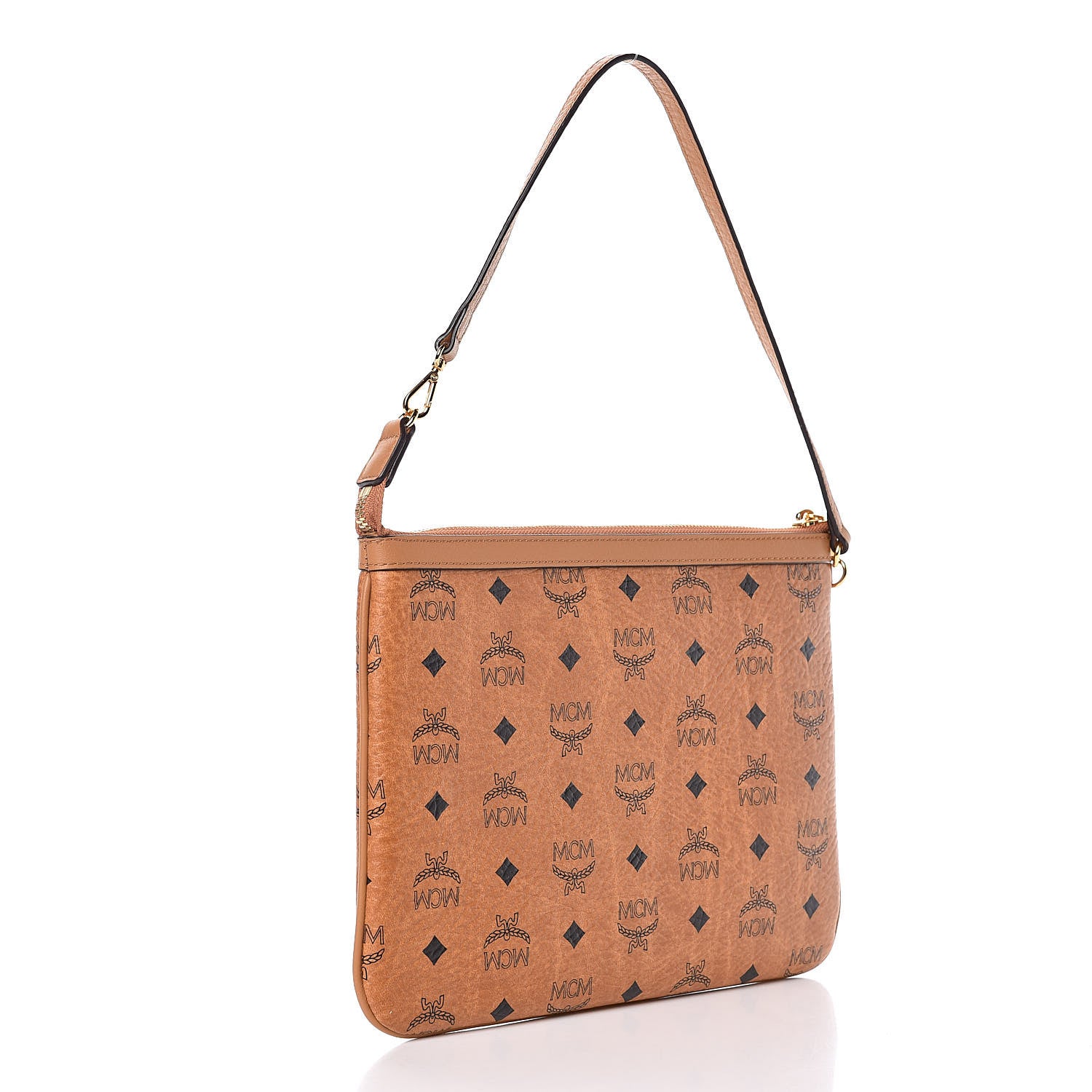 MCM Viseto Stark Wristlet Pouch Cognac 3 of 9