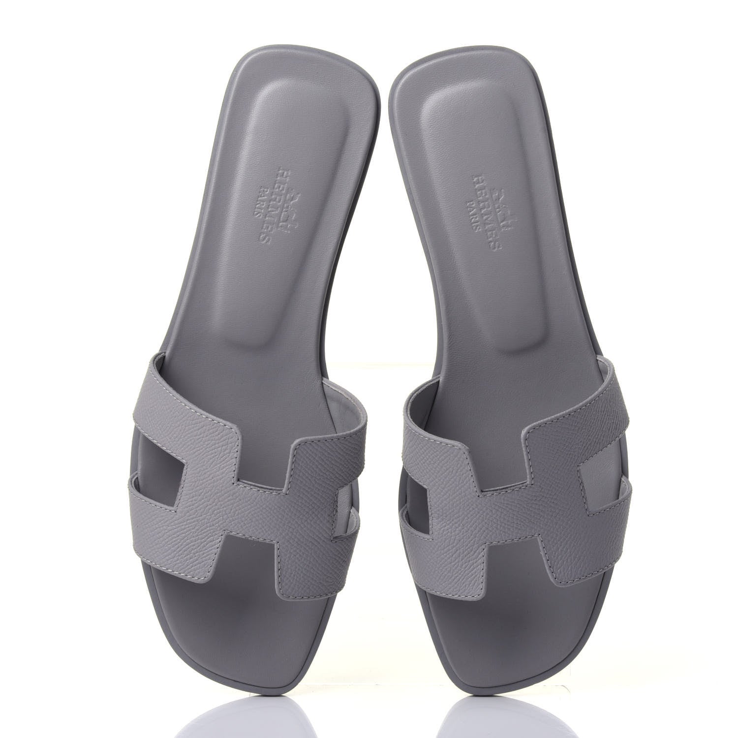 Hermes Epsom Oran Sandals 37.5 Bleu Glacier 6 of 11