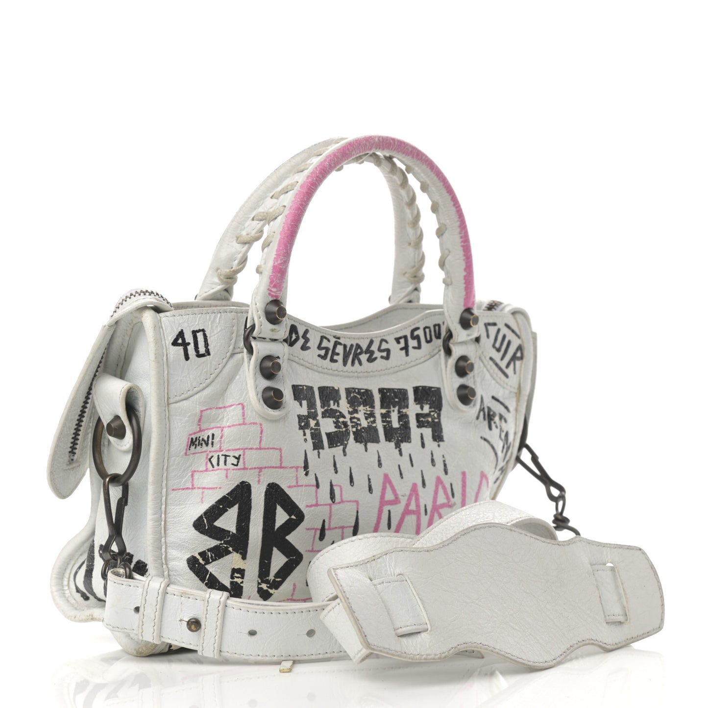 Agneau Graffiti All Over Classic Hardware Mini City White Multicolor
