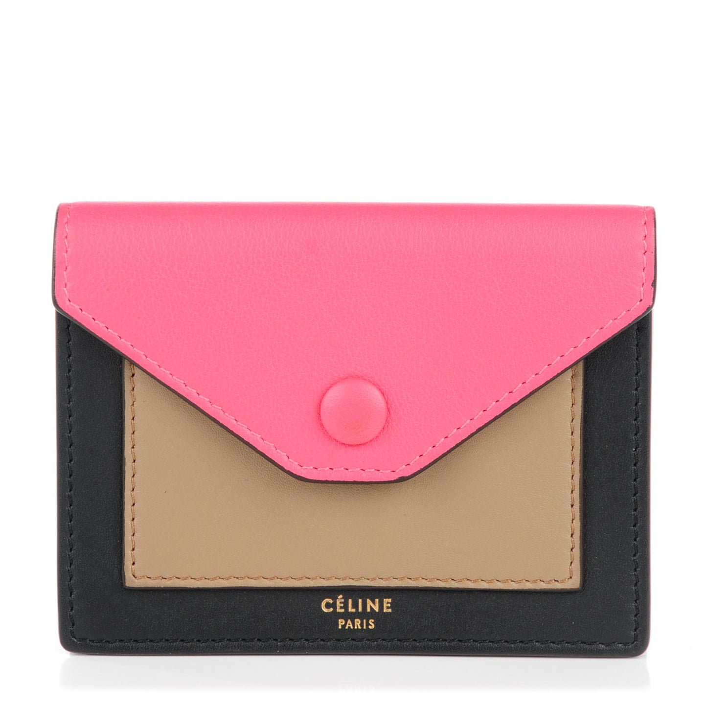 Smooth Calfskin Pocket Card Holder Pink