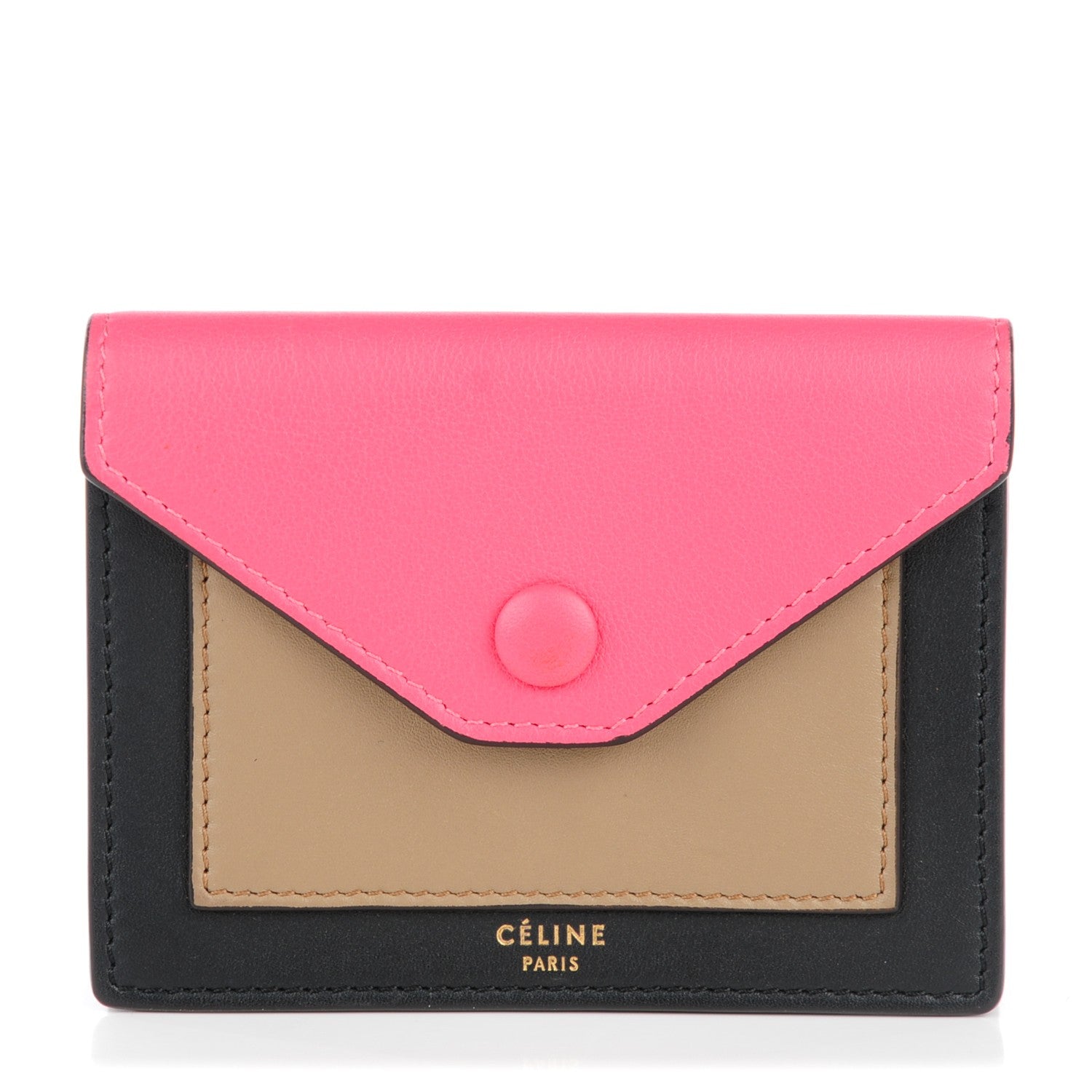 Celine Smooth Calfskin Pocket Card Holder Pink 1 of 8