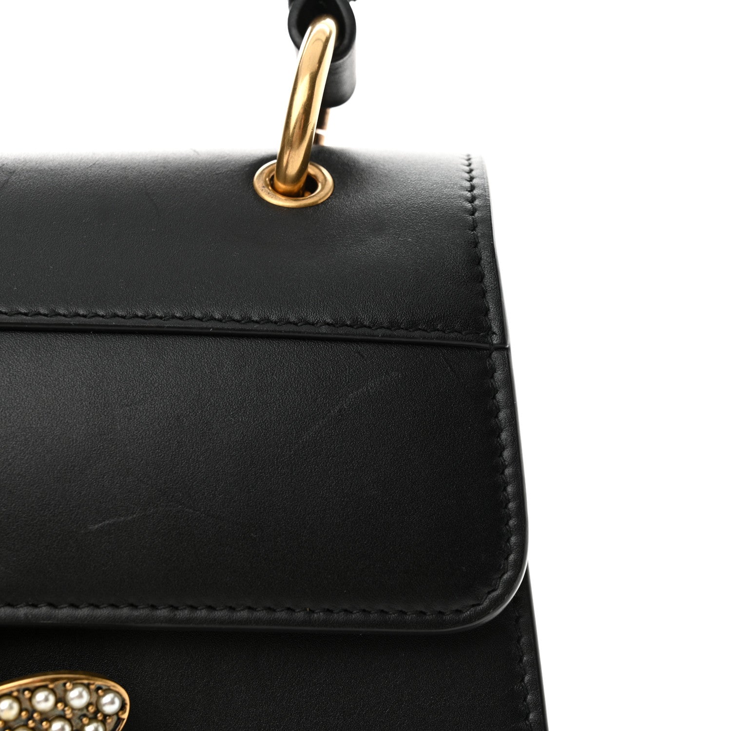 Gucci Calfskin Sylvie Web Small Queen Margaret Top Handle Bag Black 12 of 13