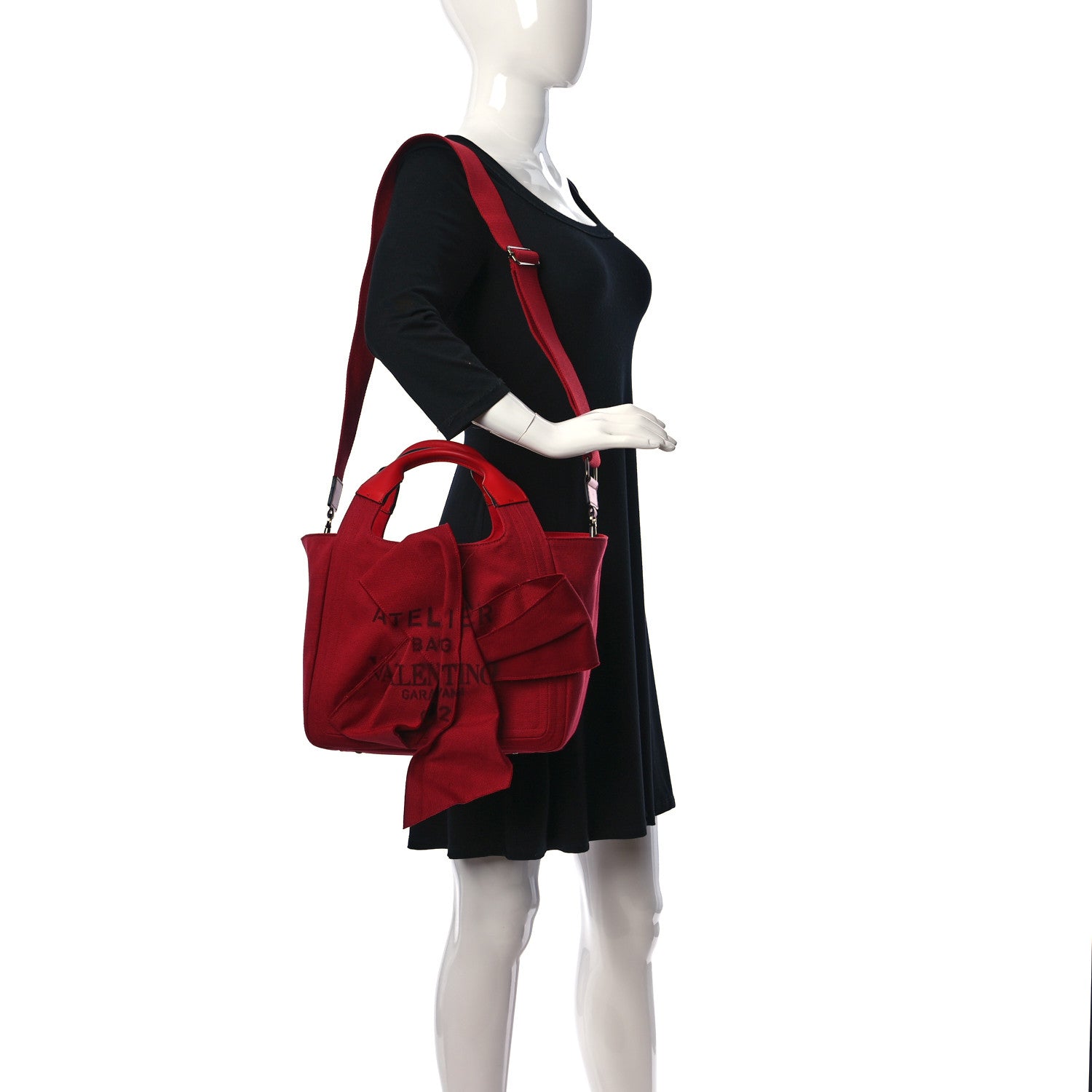 Valentino Garavani Canvas Atelier 02 Bow Edition Small Tote Bag Red 2 of 10