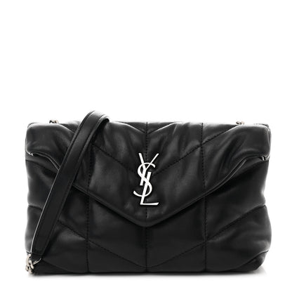 Saint Laurent Lambskin Quilted Toy Loulou Puffer Monogram Chain Satchel Black 1 of 10