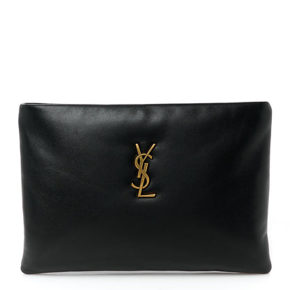 Saint Laurent Lambskin Small Calypso Pouch Black 1 of 8