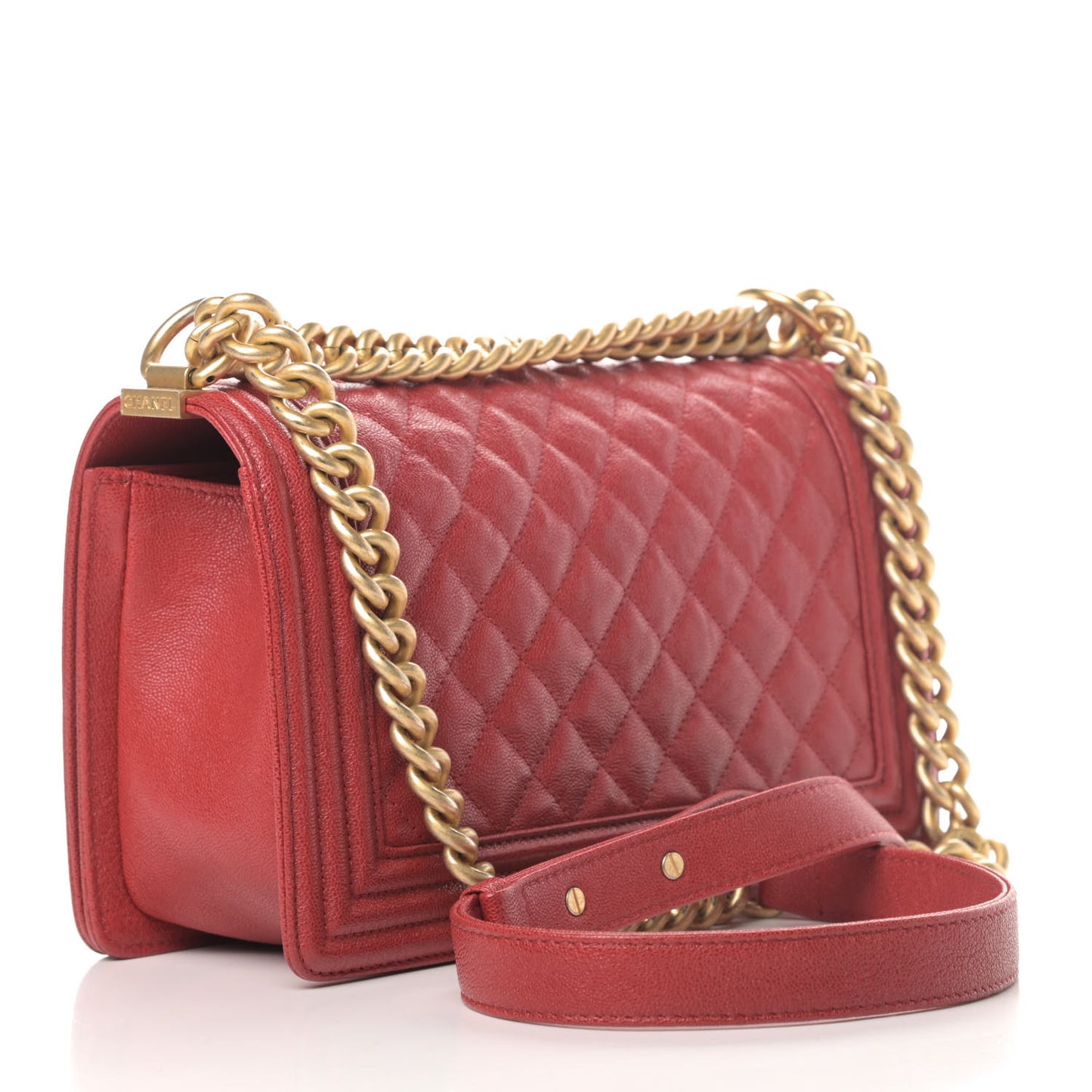 Caviar Quilted Medium Boy Flap Red