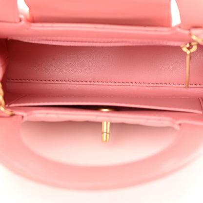 Chanel Shiny Aged Calfskin Quilted Nano Kelly Shopper Coral Pink 5 of 11