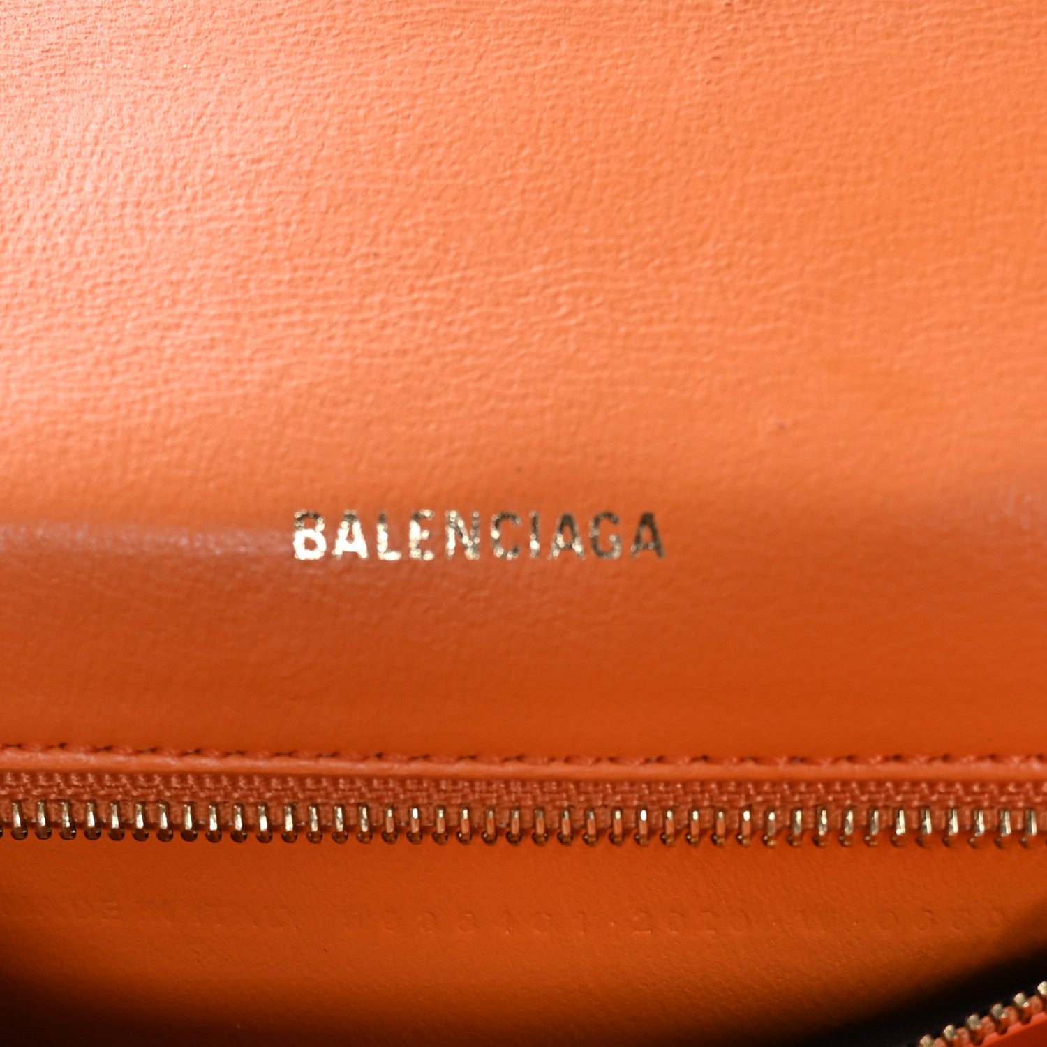 Balenciaga Shiny Calfskin Crocodile Embossed Small Hourglass Top Handle Bag Orange 7 of 11