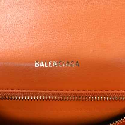 Balenciaga Shiny Calfskin Crocodile Embossed Small Hourglass Top Handle Bag Orange 7 of 11