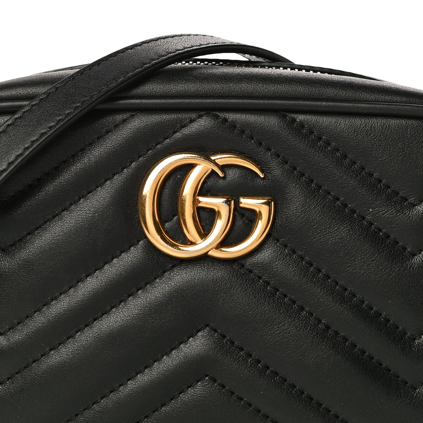 Calfskin Matelasse Mini GG Marmont Chain Shoulder Bag Black