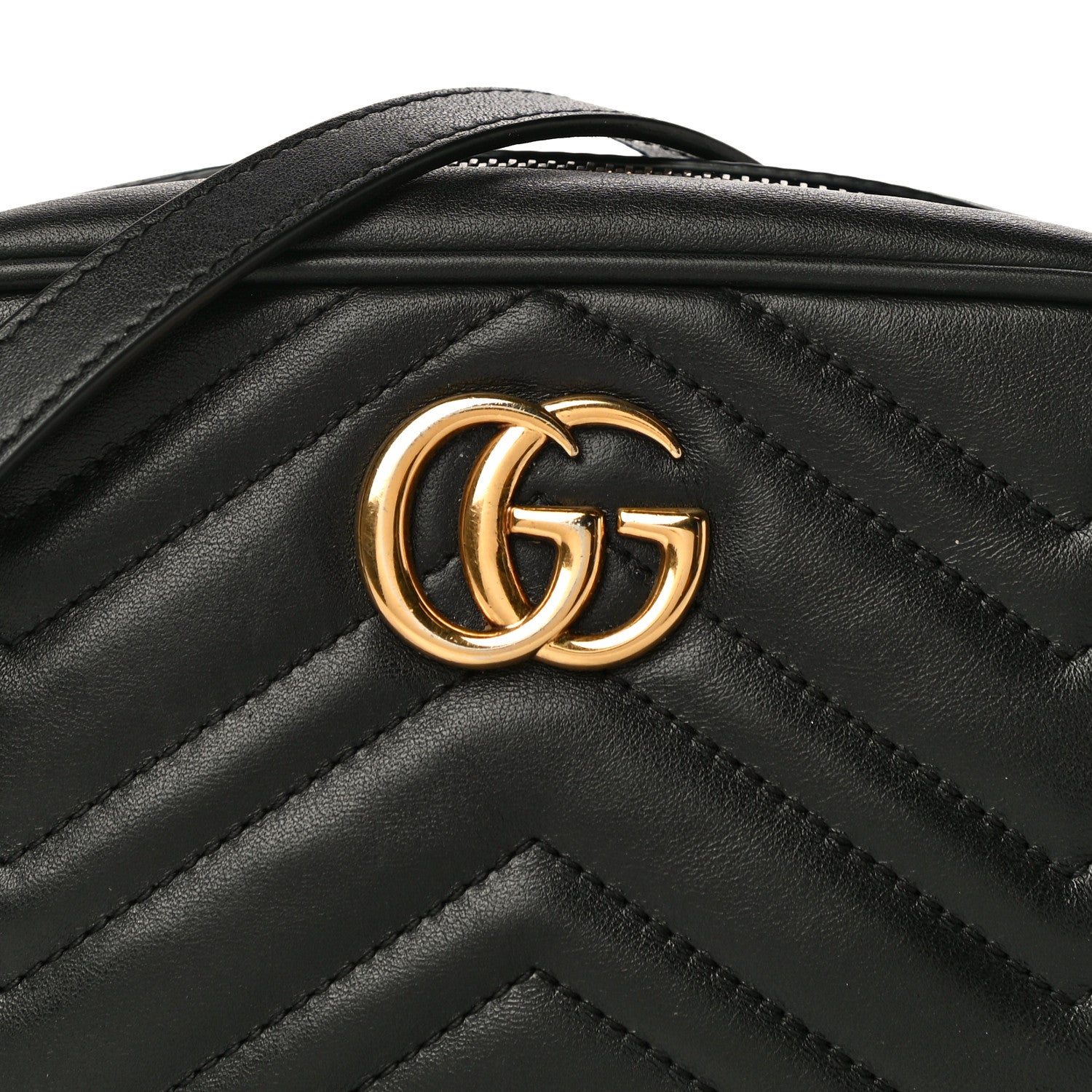 Gucci Calfskin Matelasse Mini GG Marmont Chain Shoulder Bag Black 8 of 15