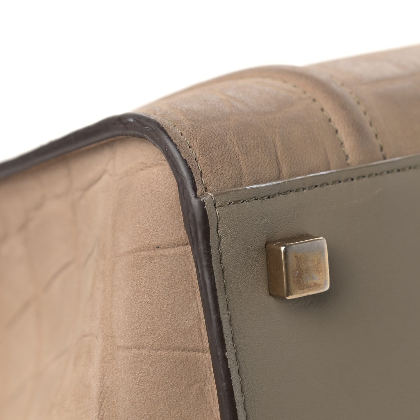 Crocodile Embossed Nubuck Medium Phantom Luggage Beige