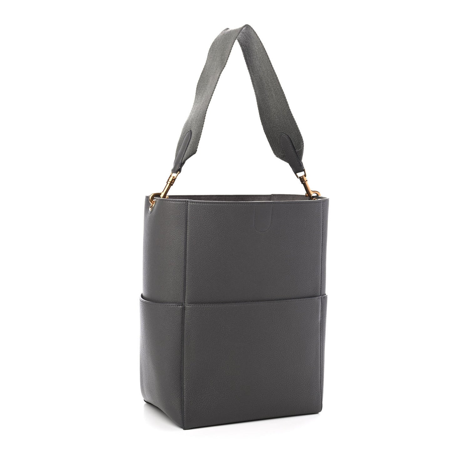 Soft Grained Calfskin Sangle Bucket Bag Kohl