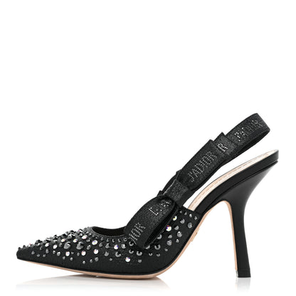 Christian Dior Fabric Crystal Ribbon Studded J'Adior Slingback 100mm Pumps 37 Black 1 of 10