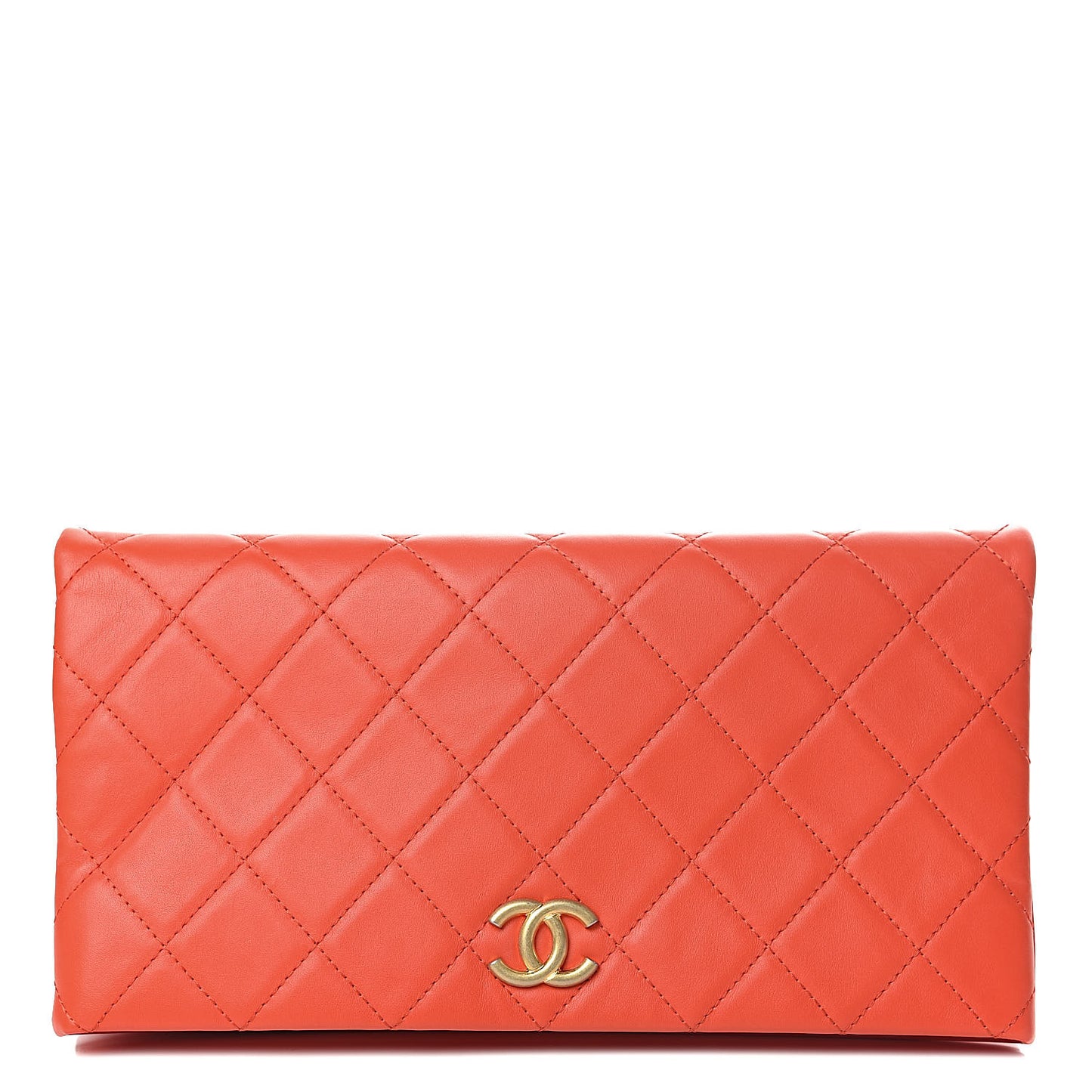 Lambskin Quilted Greek Clutch Red