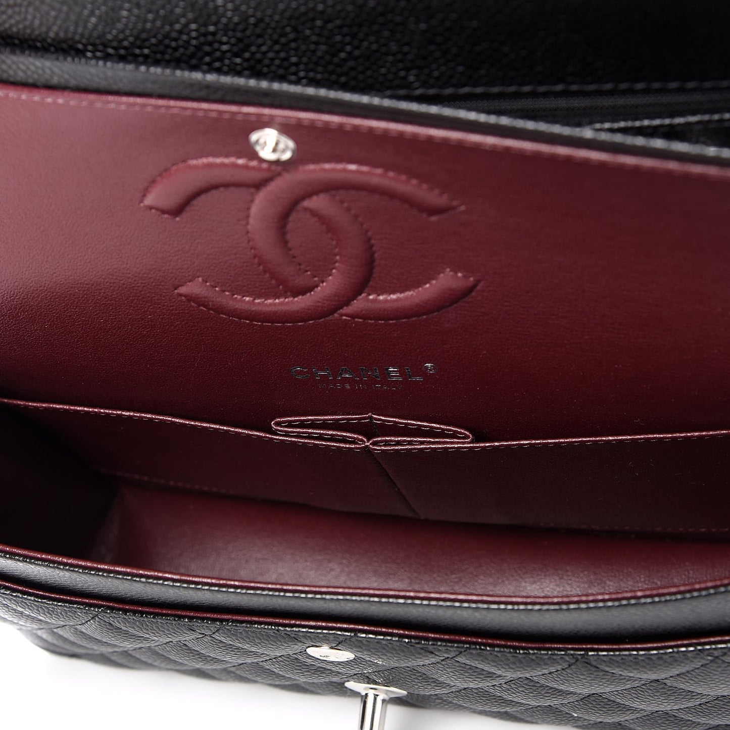 Caviar Quilted Medium Double Flap Black