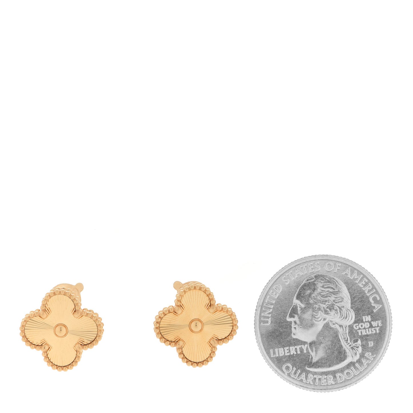 18K Yellow Gold Guilloche Vintage Alhambra Earrings