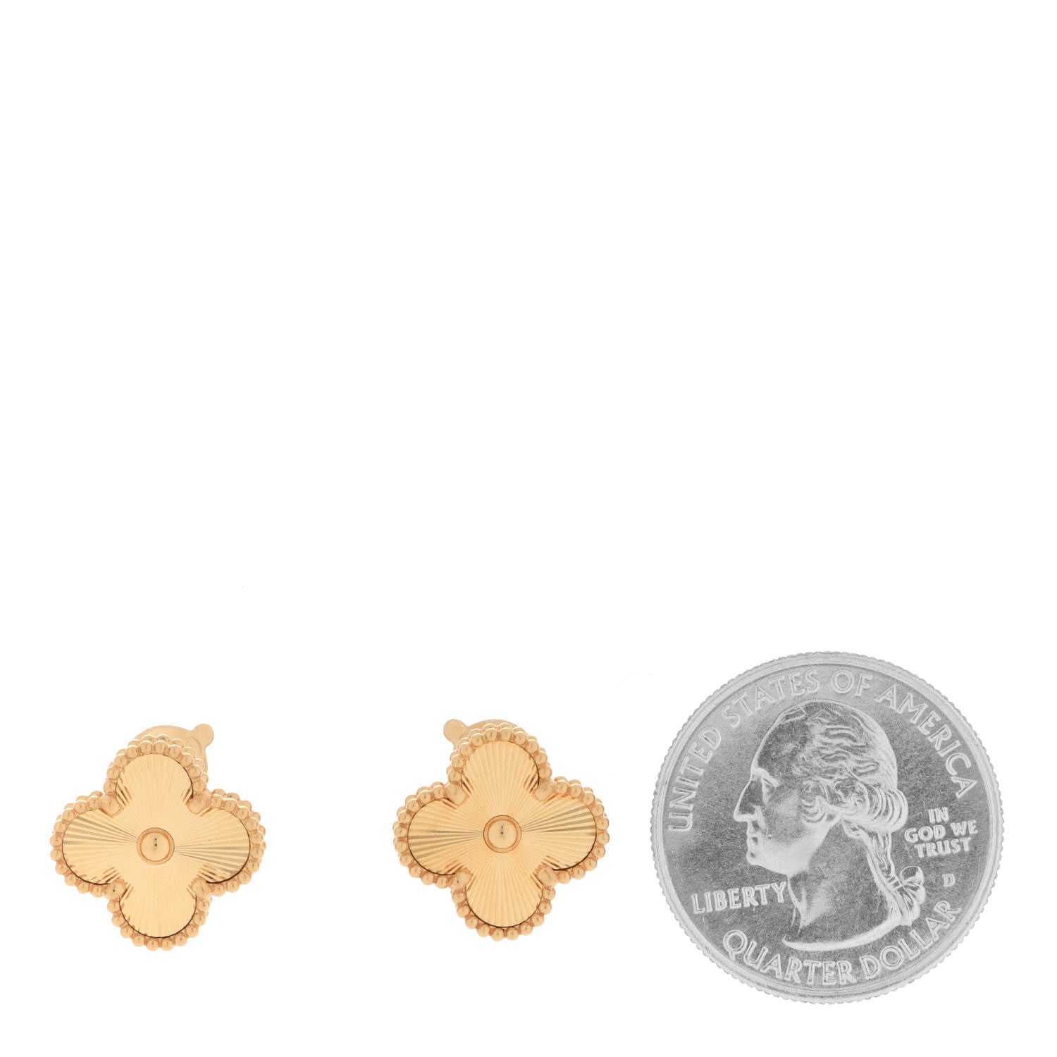 Van Cleef & Arpels 18K Yellow Gold Guilloche Vintage Alhambra Earrings 2 of 4