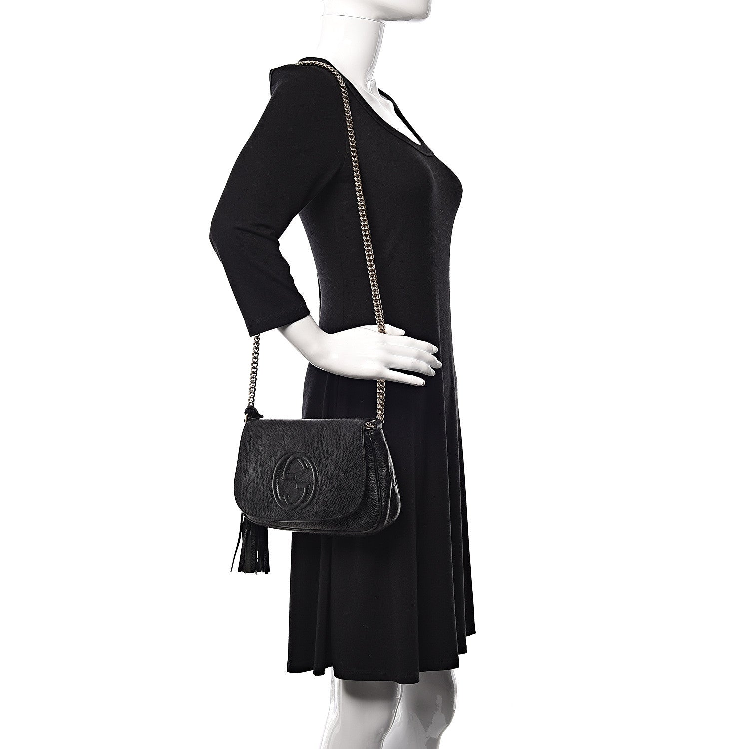 Gucci Pebbled Calfskin Medium Soho Flap Crossbody Black 1 of 11