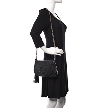 Gucci Pebbled Calfskin Medium Soho Flap Crossbody Black 1 of 11