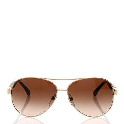 Chanel Lambskin Quilted CC Aviator Sunglasses 4195-Q Brown 2 of 8
