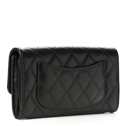 Chanel Caviar Quilted Large Gusset Flap Wallet Black 3 of 12