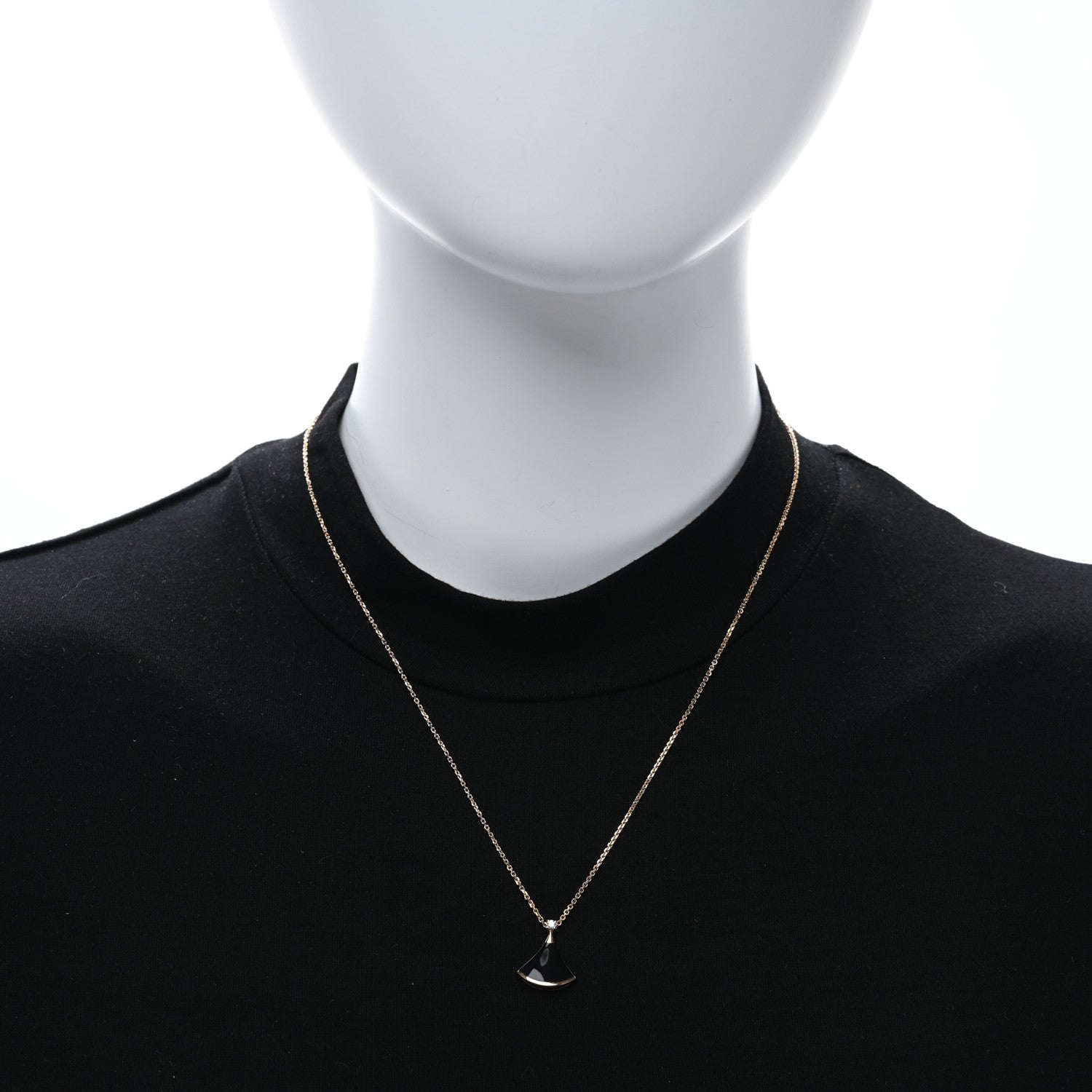 Bulgari 18K Rose Gold Diamond Black Onyx Divas' Dream Pendant Necklace 2 of 5