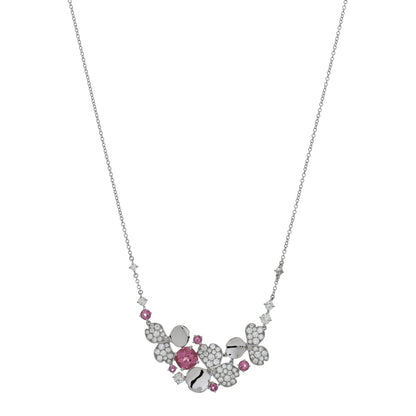 Tiffany Platinum Diamond Pink Tourmaline Paper Flowers Cluster Pendant Necklace 1 of 5