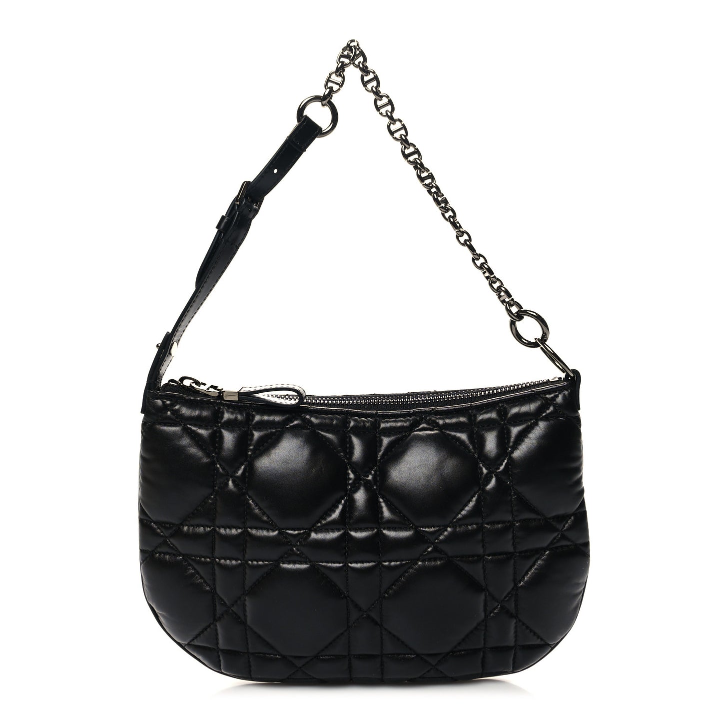 Calfskin Macrocannage Mini Dior Caro Tulip Bag Black