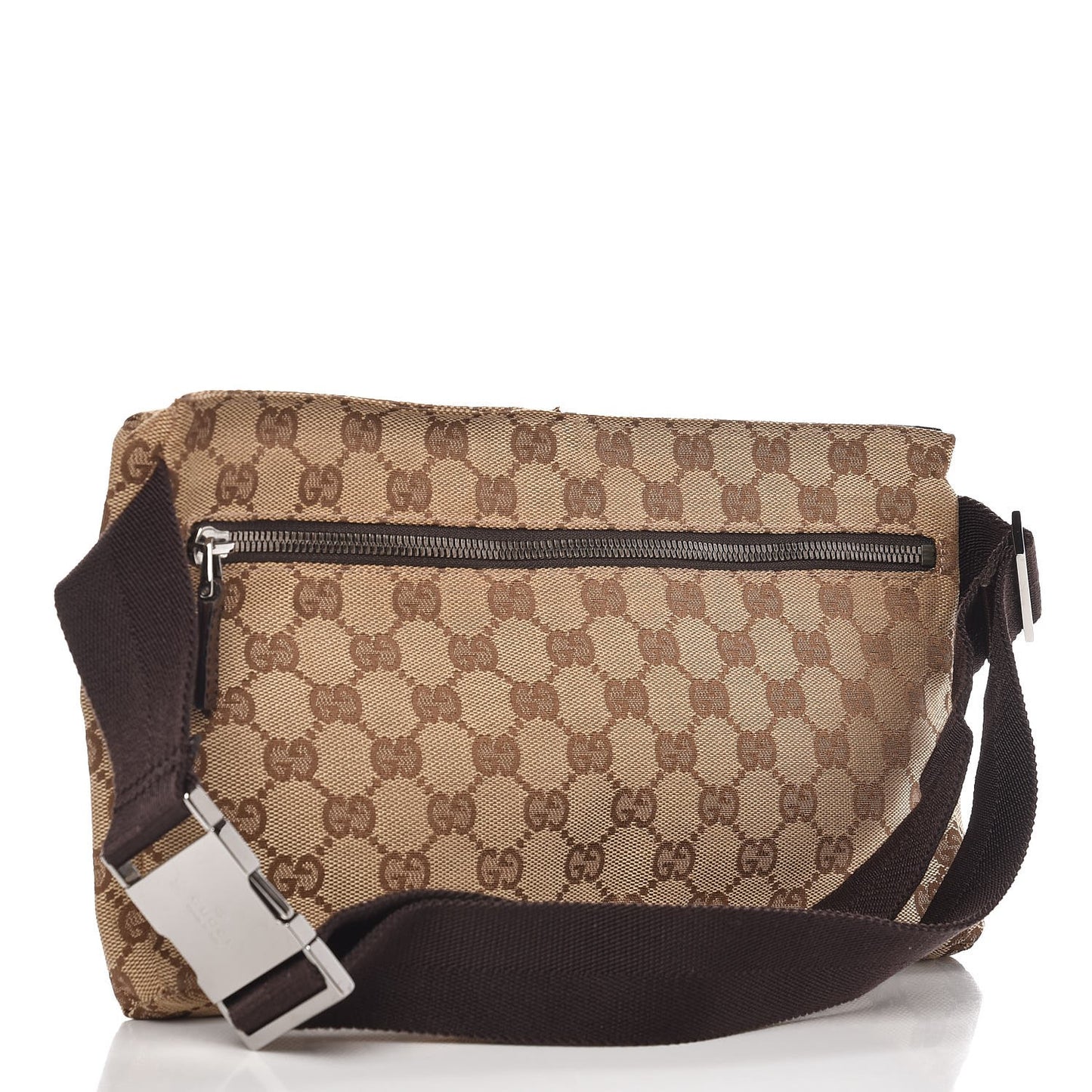 GG Monogram Double Pocket Belt Bag Dark Brown