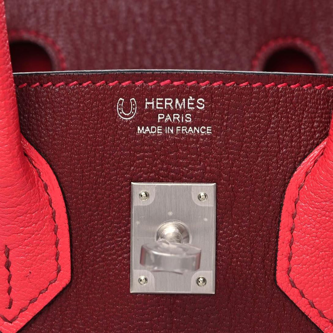 Hermes Chevre Mysore Horseshoe Birkin 25 Rouge H Bougainvillea 6 of 11