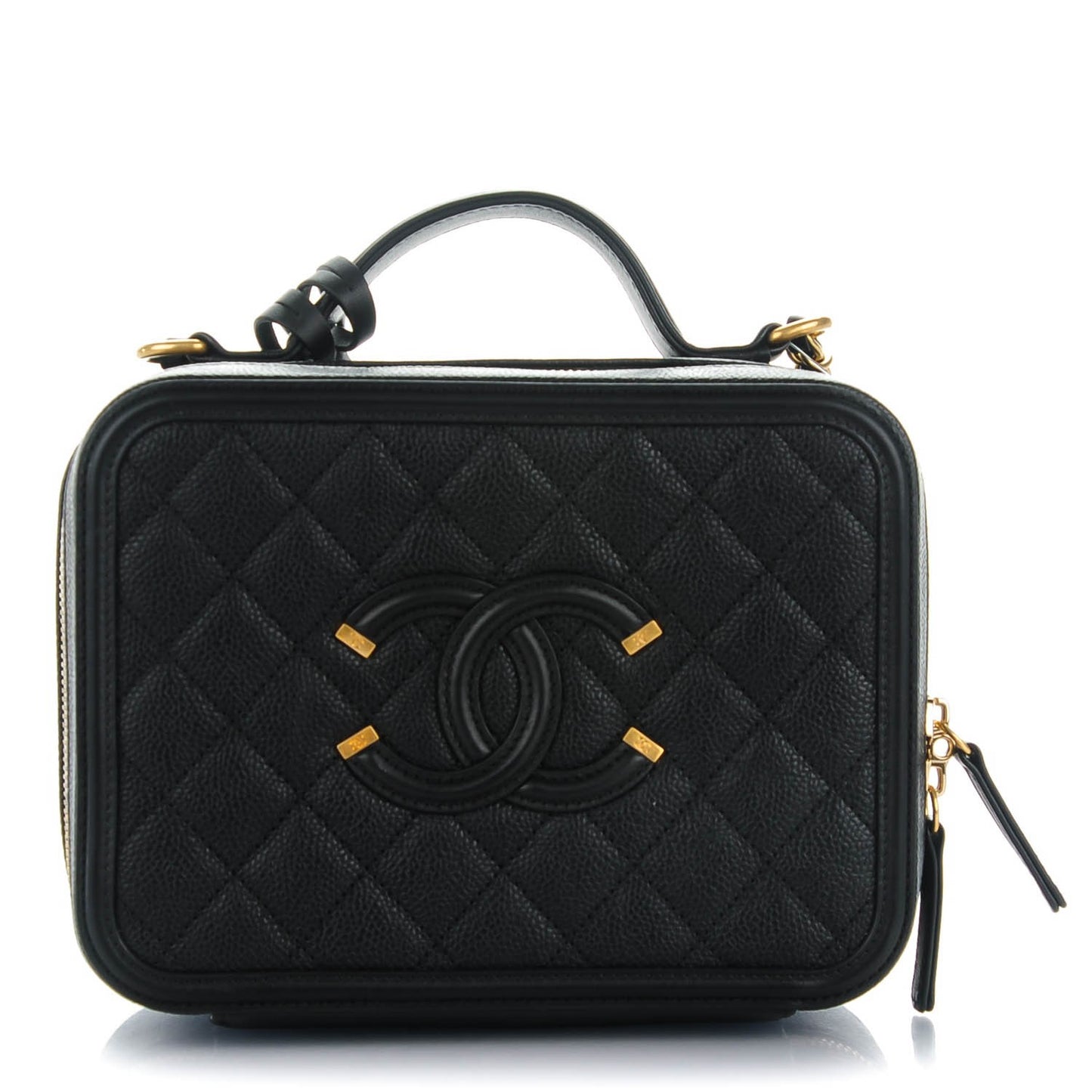 Caviar Quilted Medium CC Filigree Vanity Case Black