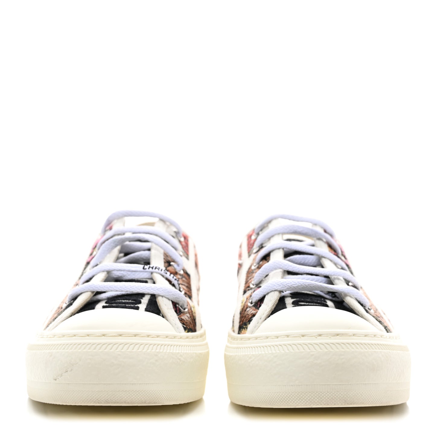 Canvas Jardin Botanique Embroidered Womens Walk'N'Dior Low Top Sneakers 37 White Multicolor