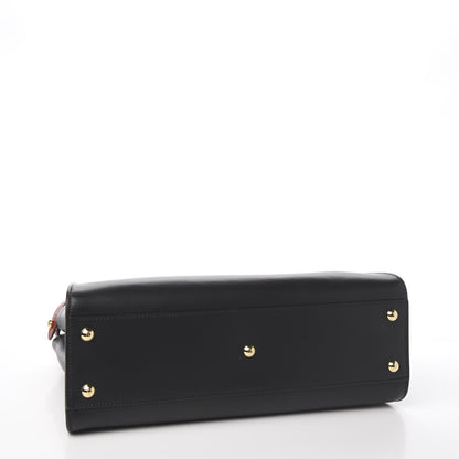 Fendi Vitello Seta Century Nappa Medium Peekaboo Iconic Defender Satchel Black Fragola Maya 5 of 12