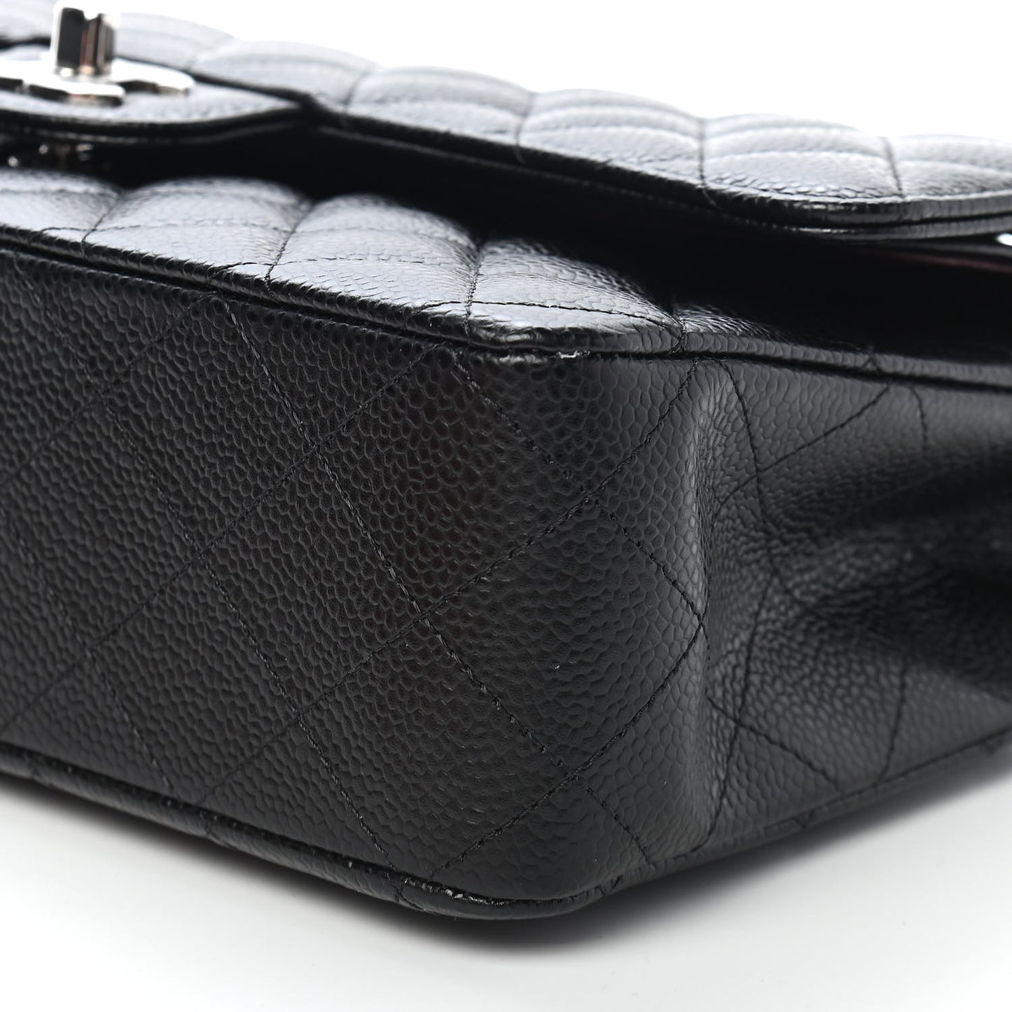 Caviar Quilted Medium Double Flap Black