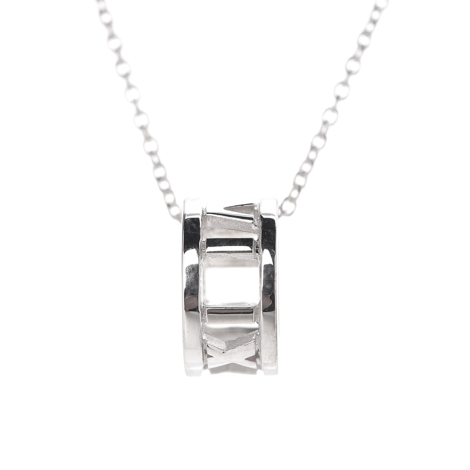 Tiffany Sterling Silver Atlas Open Pendant Necklace 4 of 6