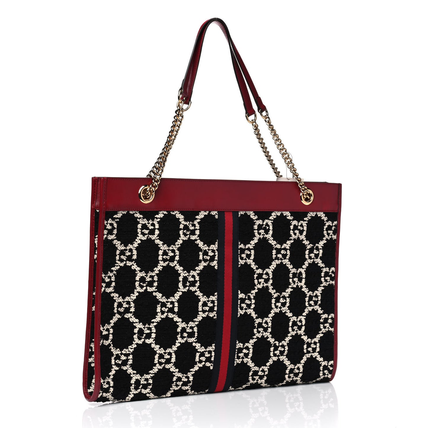 Tweed GG Monogram Large Rajah Chain Tote Romantic Cherry Black White