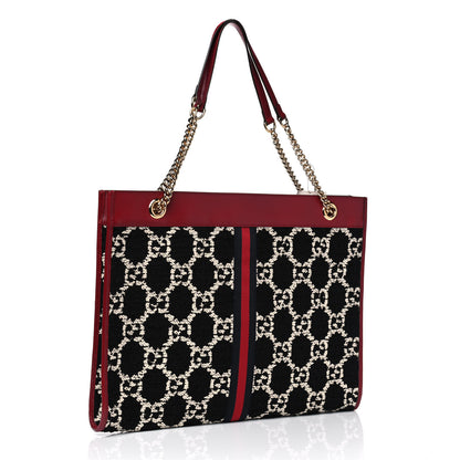 Gucci Tweed GG Monogram Large Rajah Chain Tote Romantic Cherry Black White 2 of 4
