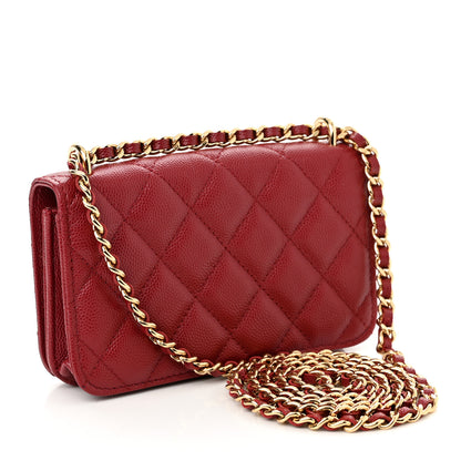 Chanel Caviar Quilted Pocket Twins Clutch With Chain Burgundy 3 of 12
