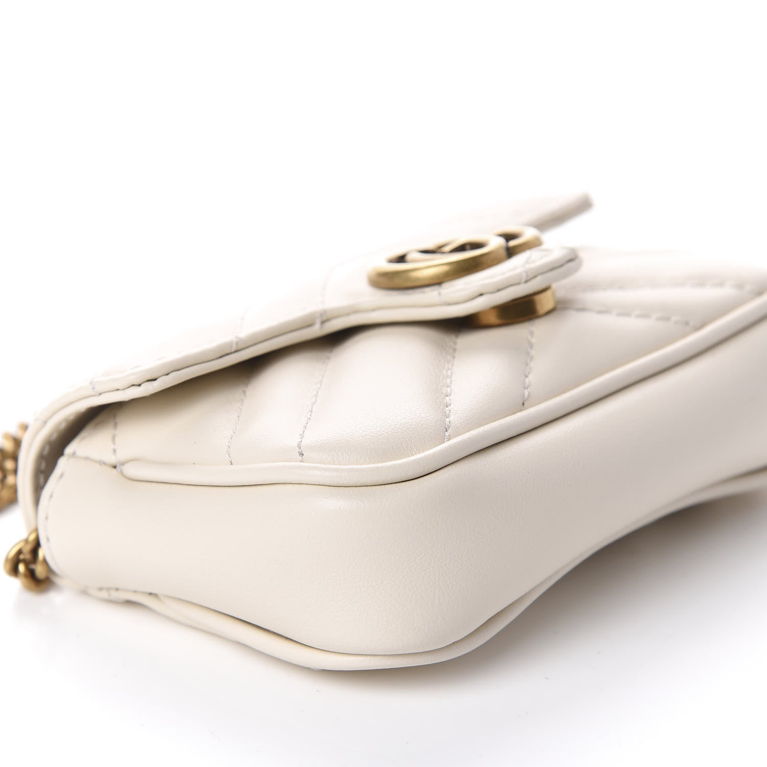 Gucci Calfskin Matelasse Heart GG Marmont 2.0 Coin Purse On A Chain Mystic White 8 of 9