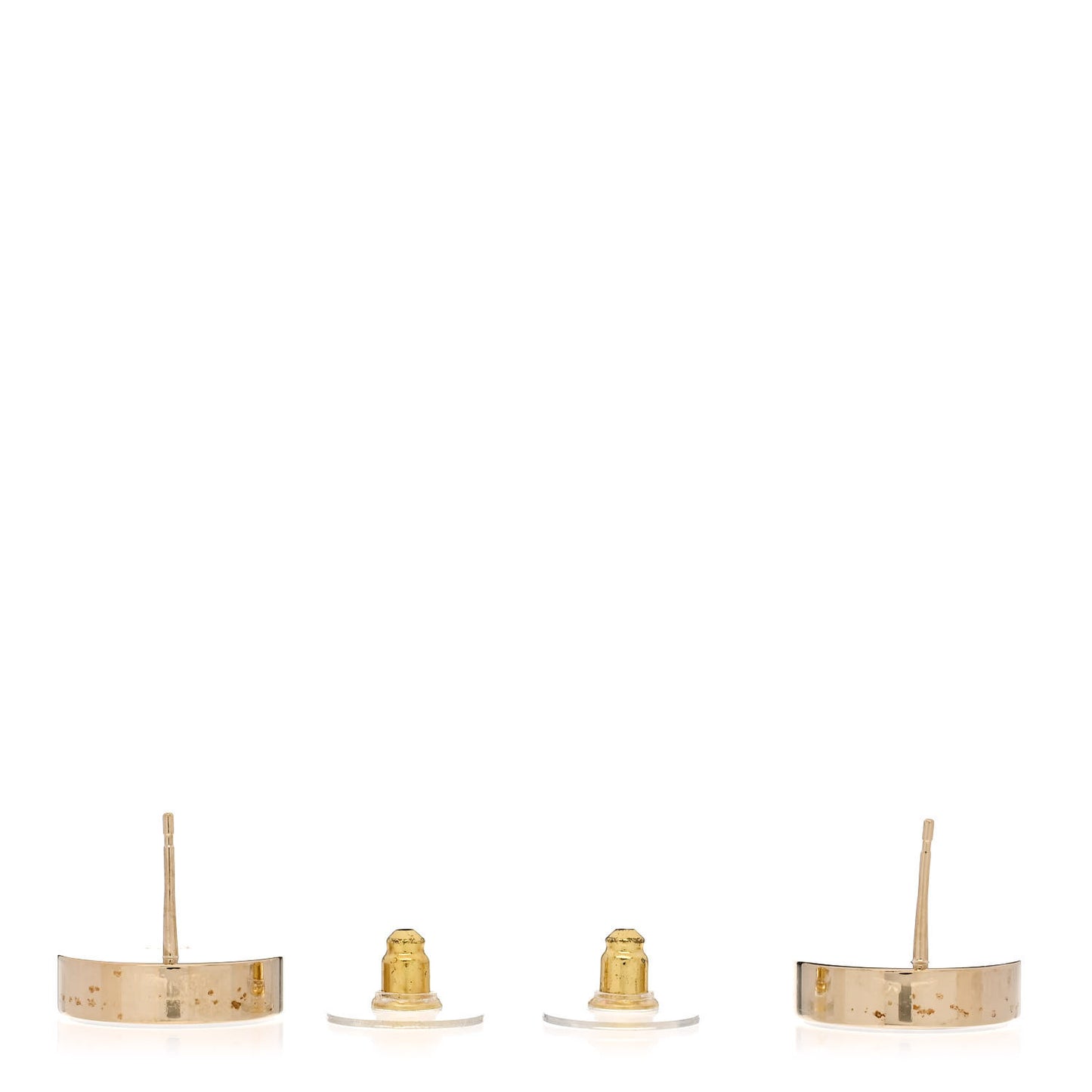 Metal Enamel CC Round Earrings Gold Black