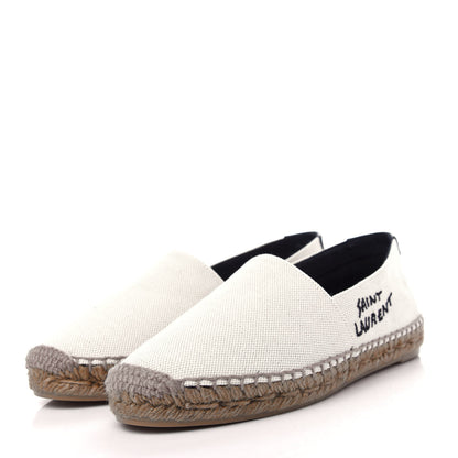Saint Laurent Canvas Nappa Elba Light Logo Embroidered Espadrilles 37.5 Ecru 3 of 11